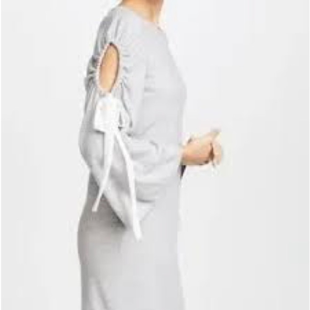 Club Monaco Light Gray Long Sleeve Dress with Bow
